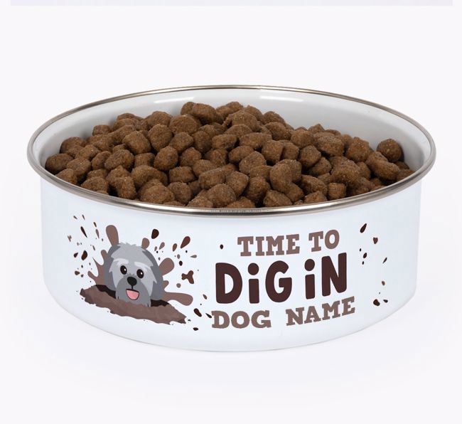 Time To Dig In: Personalised {breedFullName} Enamel Dog Bowl